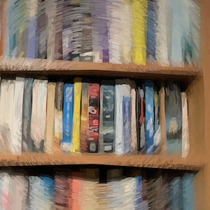 Blurred image of bookshelf